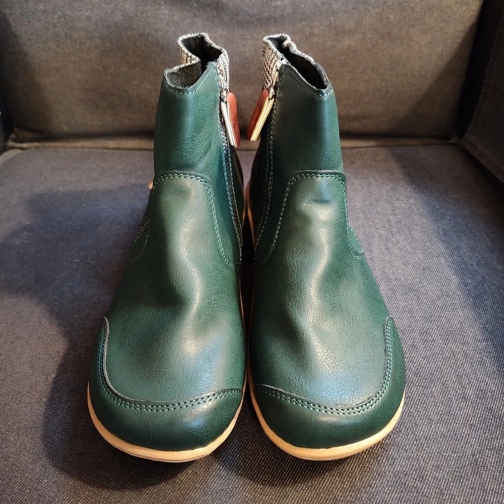 Green Leather Ankle Boots